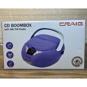 Craig CD Boombox AM/FM Radio Portable Player Purple CDBL6925-PL NEW